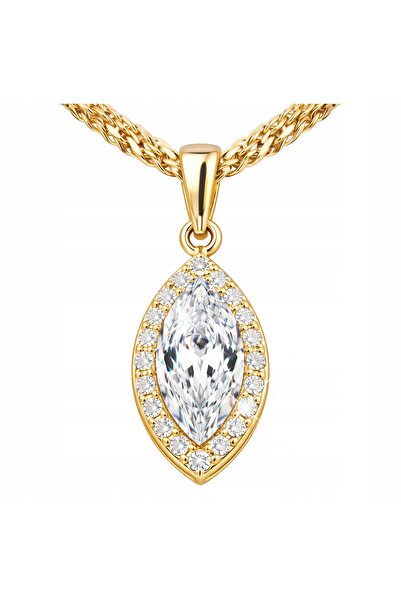 Larezo Colier Din Argint 925 Placat Cu Aur, Pandantiv Picatura Cu Zirconii Al...