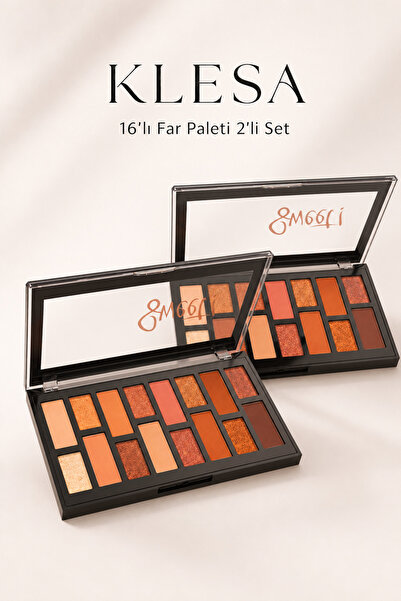 KLESA 16-Piece Eyeshadow Palette Set of 2 Matte Shimmer Nude Copper Brown Shades