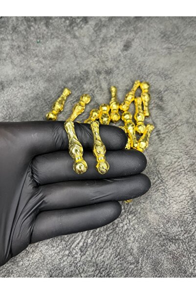Mos Tespih 2 Pieces of Lacquer Coated Metal Yellow Gold Prayer Beads Imame