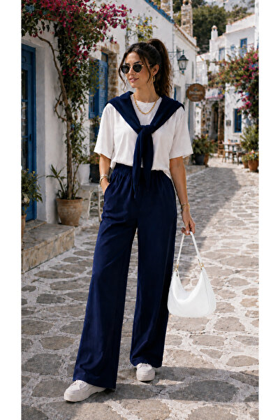 Gameyal Set din două piese din țesătură modală pentru femei – Tricou cu detal...