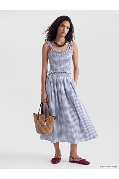 LC Waikiki Esvab • Modern & Distinctive Checked Embroidered Flared Skirt with...