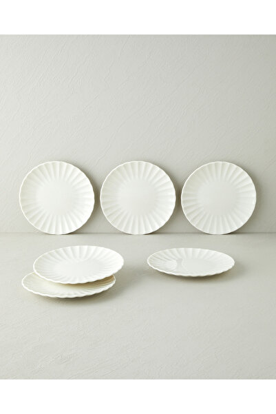 English Home Wave Porselen 6'lı Pasta Seti 20 cm Beyaz