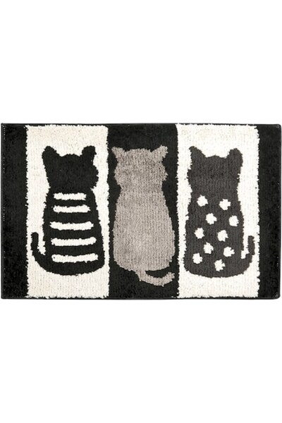 Jaskus ® Kittens Bath Mat, Ultra Fluffy 3D Microfiber, Black-White 3D Cat Des...