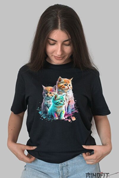 GILDAN Tricou Cu Pisici 3D Multicolore