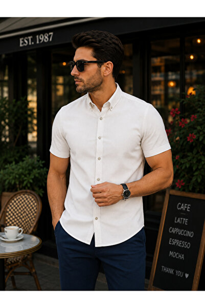 Bravis collection Slimfit Dar Kesim Kısakol Oxford Gömlek