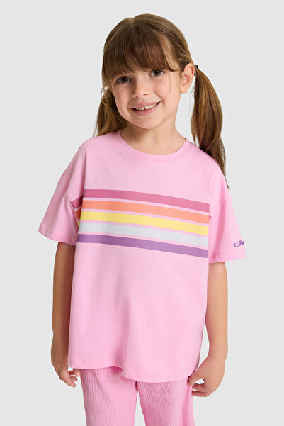 U.S. Polo Assn. Kız Çocuk Pembe Tişört 50325698-VR041