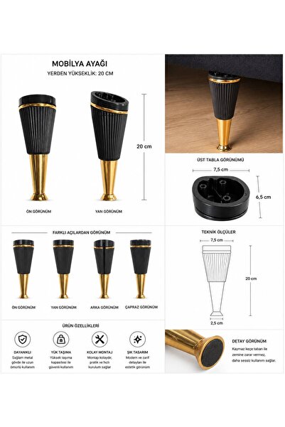 Büş Büş Aksesuar Noga za nameštaj, plastična stopala, 20 cm, model za sofu, o...