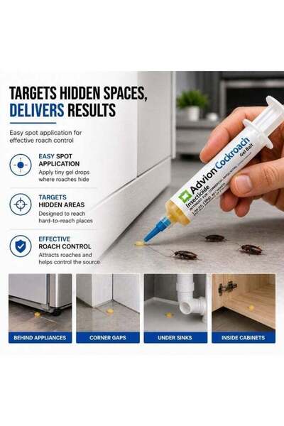 Genenic Cockroach Advion Cockroach Gel Bait 30g Powerful Roach Killer, Fast Acting Insecticide Gel for Home Kitchen & Bathroom, Long Lasting Pest Control Solution