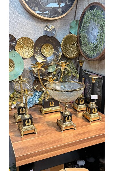 city gold 6 Parça Pirinç Döküm Konsol Seti & Salon Aksesuar Takımı Dekorasyon...