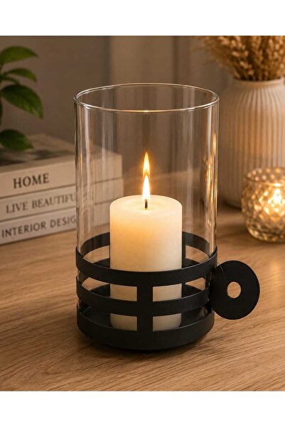 Home Glass and metal candle holder