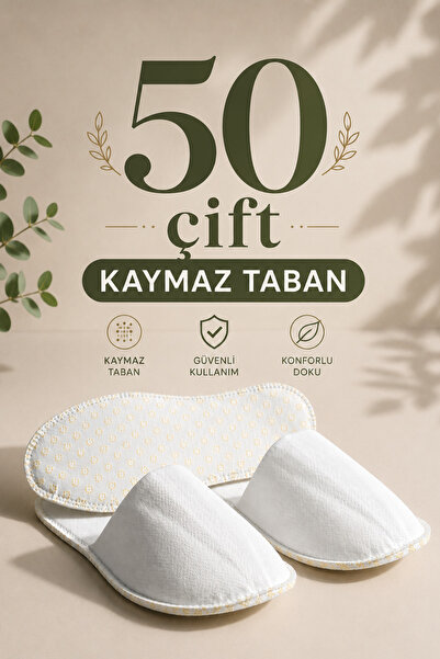 TERLİKON Tek Kullanımlık Otel Terliği Beyaz Hijyenik Çift Ambalajlı Misafir T...