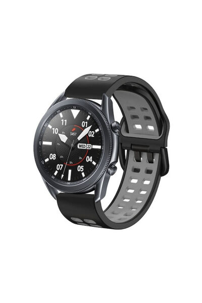 OEM Δίχρωμο λουράκι σιλικόνης Μαύρο / Γκρι (Galaxy Watch 3 45mm Huawei Watch ...