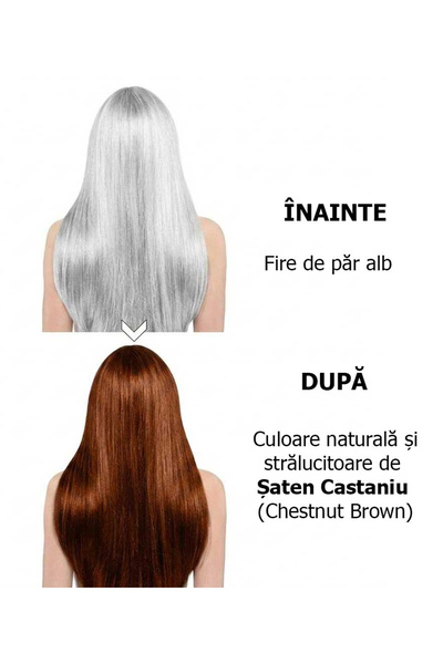 NOVA KISS Șampon colorant 3 în 1 - Castan Satinat, Acoperire fire albe, 500 ml