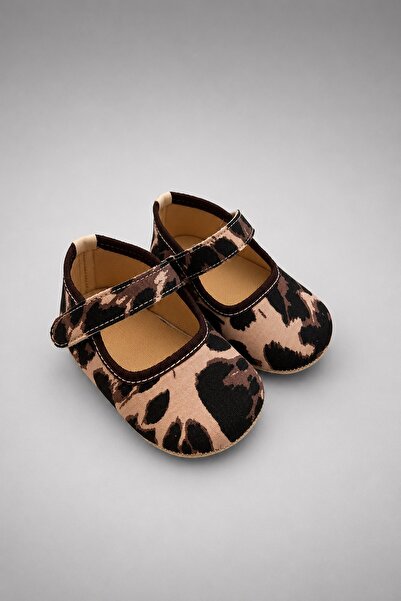 pufien Leopard Patterned Fabric Baby Ballerinas, Newborn Shoes, Baby Girl Boo...