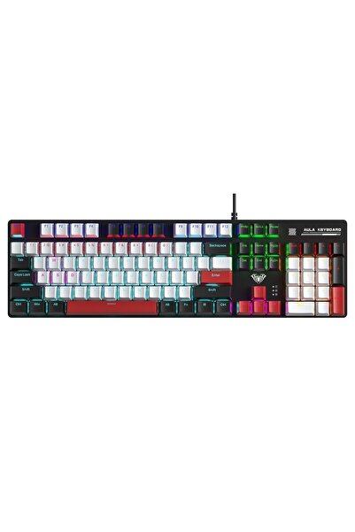 Aula S500 Blue Switch RGB Makrolu Kablolu Gaming Mekanik Oyuncu Klavyesi Kırmızı