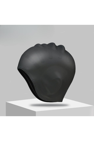 Choice1 black Waterproof Swimming Cap High Elasticity Ears Protection Large S...