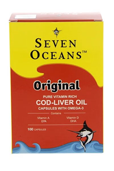 seven oceans Original Pure Norwegian Vitamin Rich COD-Liver Oil Capsules With...