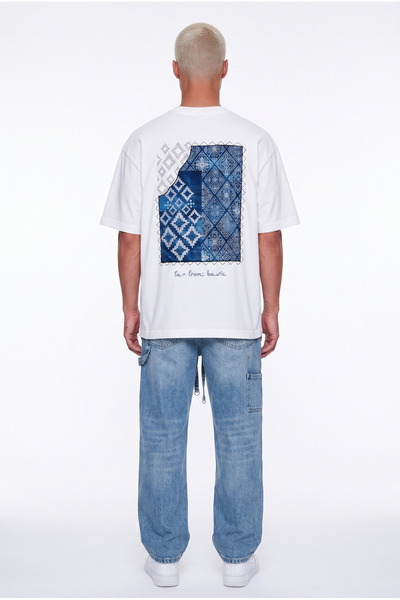 Respire Erkek FFB Nakış Detaylı Oversize T-Shirt Ekru