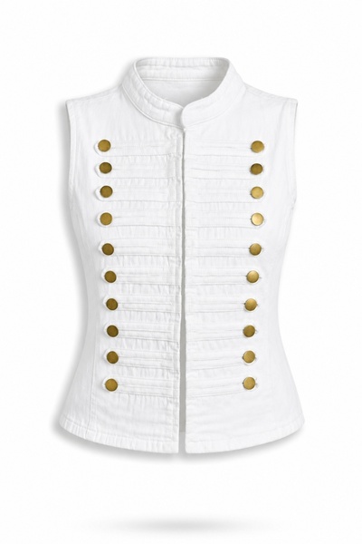 5in1Canpolat White Napoleon Denim Vest 8112