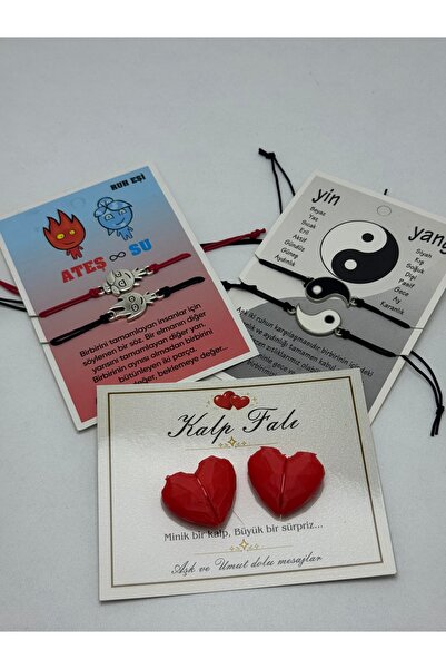 VENTİ VENTİSCA Fire Water, Yin Yang Bracelet, Heart with Special Words Inside...
