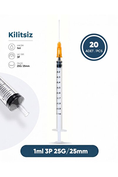Genject 01 ml. , 3 Parçalı , 25G (0.51mm.), 25mm, Turuncu İğneli Şırınga, Aşı...