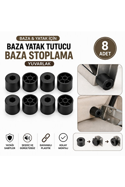 kaynar Baza Yatak Tutucu Stoplama Aparatı Yuvarlak 8 Adet | Yatak Kaydırmaz S...