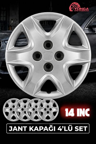YONGA OTO AKSESUAR HONDA CİVİC 14 İnç Kırılmaz Jant Kapağı 4 Adet Gümüş + 4 A...