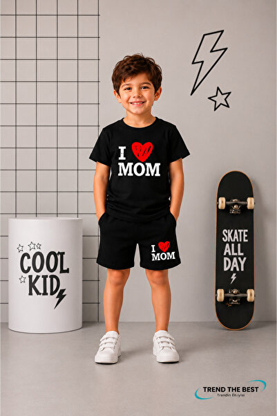 TREND THE BEST Trendin En İyisi Set de vară I Heart Mom cu imprimeu pentru fe...