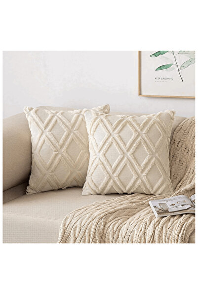 MIULEE Set 2 fete de perne decorative, Miulee, Bej, 40x40 cm, 5NKF