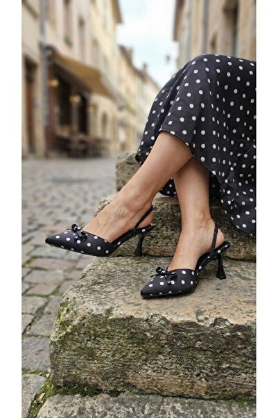 Luvesta Shoes PUANTİYE DESENLİ FİYONK DETAYLI LASTİKLİ TOPUKLU AYAKKABI