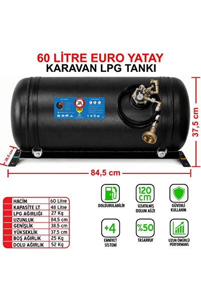 7A MÜHENDİSLİK 60 Litre EURO Yatay Karavan Lpg Tankı