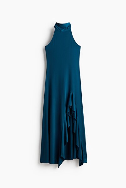 H&M Farbalalı ve Halter Yakalı Elbise