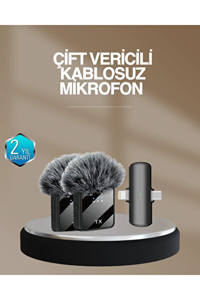 ARMÜZ 2-Piece Wireless Lavalier Microphone Type-C and Lightning Compatible Pr...