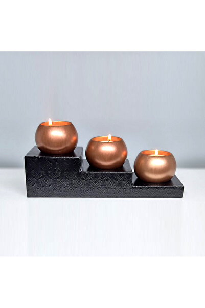 Bay3 Hobi Basamaklı Oval mumluk (Bakır)