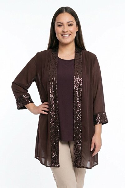 By Saygı Σετ βραδινού φορέματος plus size - Καφέ - Κανονική εφαρμογή