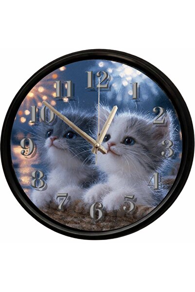 Caseras Cute Kittens Themed Decorative Wall Clock 28 cm Silent Mechanism