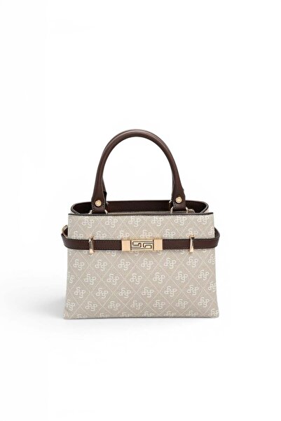 Silver Polo Stone - Brown Monogram Women's Handbag Sp1149