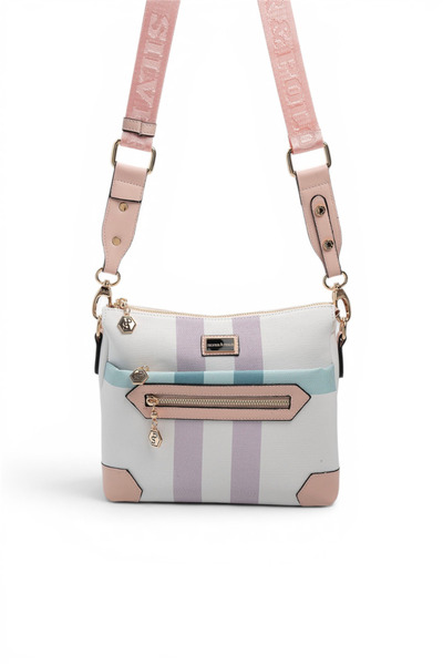 Silver Polo Lila - Pembe Ekose Kadın Çapraz Çanta SP1110