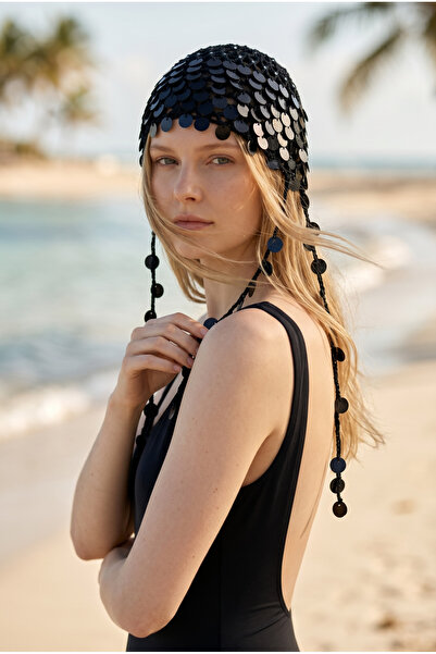Handmade Gosessa Kadın El Örgüsü Pul Payet Bohem Bandana - File Örgü Plaj Saç...