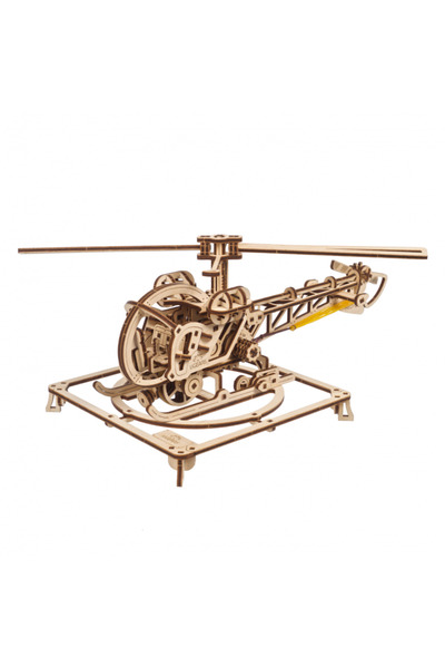 Ugears Puzzle 3D, Mini Elicopter, Ugears, lemn, 167 piese