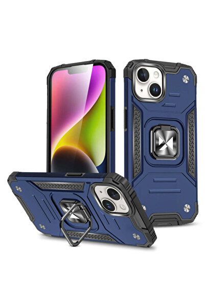 WOZINSKY Husă Ring Armor pentru iPhone 15 Plus, albastră