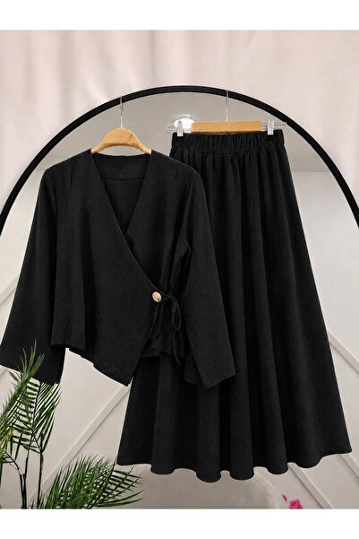 MODA VEDAT Γυναικείο Σετ Φούστας με Σταυρωτή Λεπτομέρεια -0600