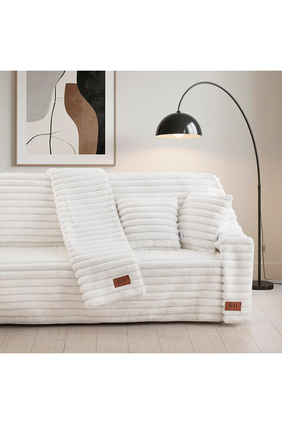 Beauty Home Γούνινο Σετ ριχτάρι 3τμχ Stripe Art 8728 (180x160+180x250+180x300...