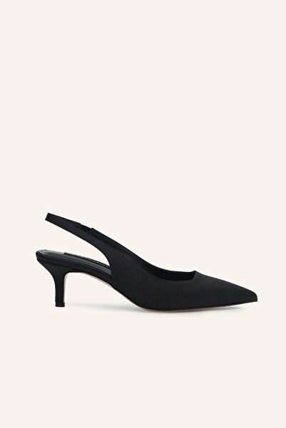 MARCATELLI Siyah Saten Mini Topuklu Stiletto