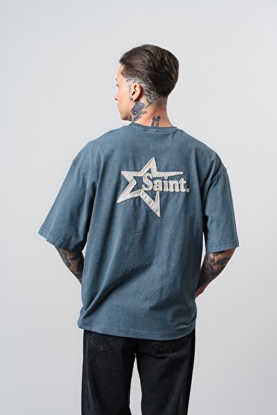 Respire Tricou supradimensionat Saint, albastru petrol