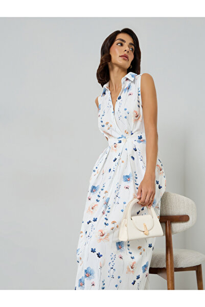 Take Two By Styli Floral Print Sleeveless A-Line Maxi Dress
