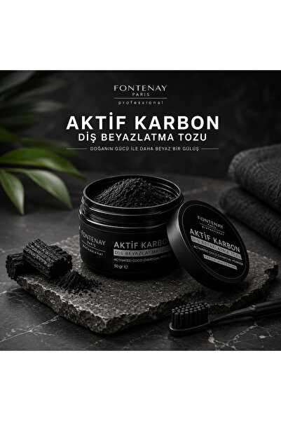 Fontenay Profesyonel Aktif Karbon Diş Beyazlatıcı Toz 50 gr Doğal Diş Temizleme