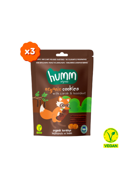 Humm Organic Organik Vegan Keçiboynuzlu ve Fındıklı Kurabiye - 3 Adet