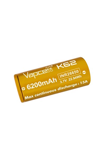 Vapcell Μπαταρία 26650 K62 6200mAh 15A με εξωτερικό θετικό ακροδέκτη