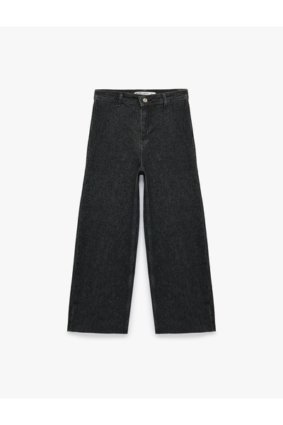 Koton High Waist Comfortable Fit Cotton Denim Trousers - Culotte Jeans